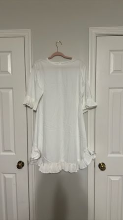 White Ruffle Hem Mini Dress