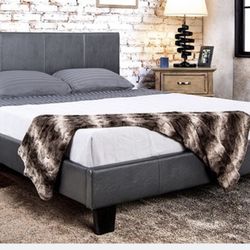 Eastern King Platform Bed Frame Grey NEW!