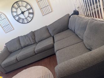 Gray Fabric L-Shaped Sectional Sofa