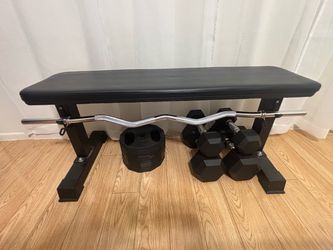 DUMBELL  AND BENCH AND EZ BAR