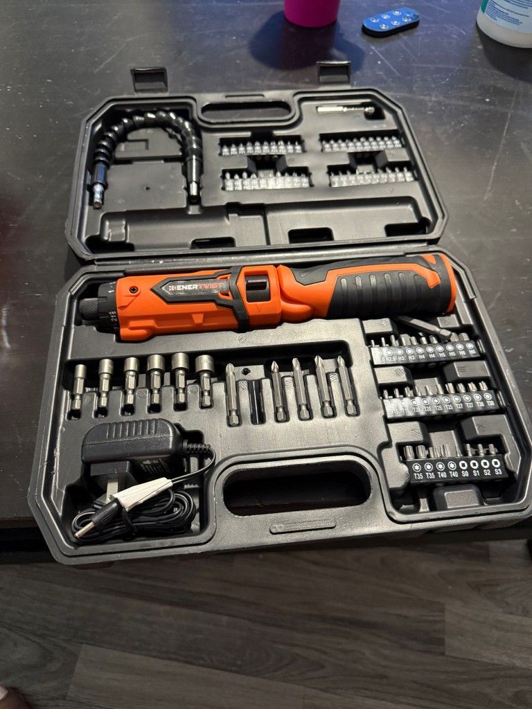 ENERTWIST 8V Cordless Electric Screwdriver Kit – 82-Piece Set + Case