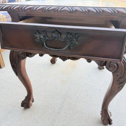 Vintage Wood Side Table With Drawer