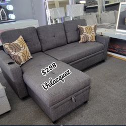 ✅️✅️Convertible Sectional Reversible Convertible Sectional W/Cup Holders & Storage✅️✅️