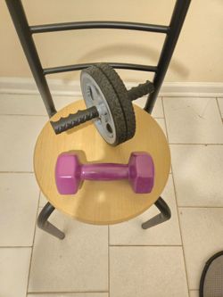 Dumbbells + exercise wheel