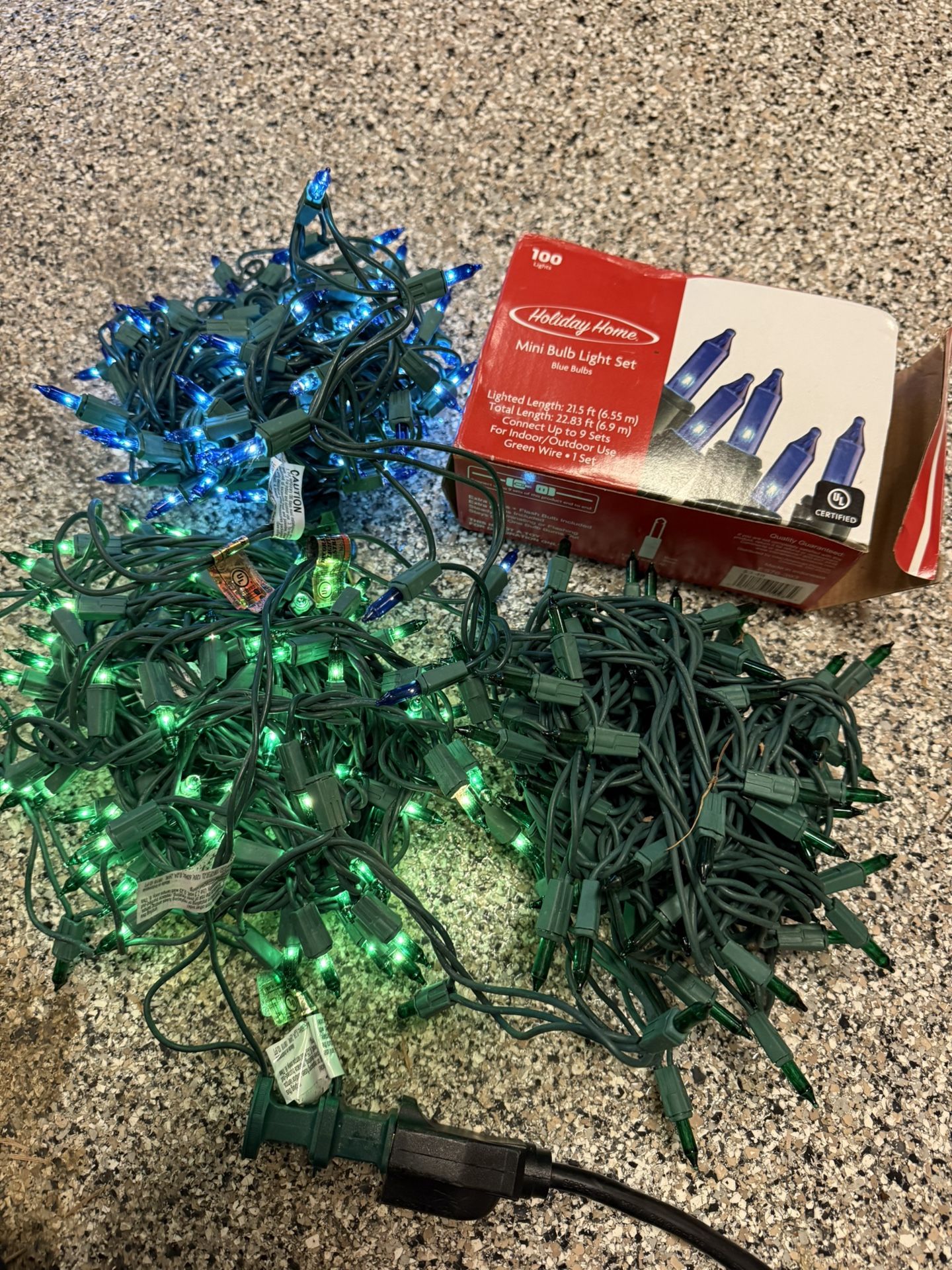 2/Blue 2/Green Strings Christmas Lights 