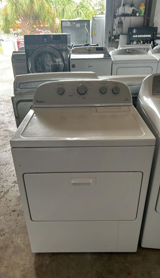White Whirlpool Dryer with Large Capacity