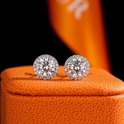 Moissanite Diamond Earrings platinum finished 90% off retail