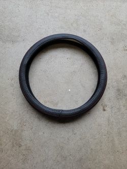 Steering Wheel Cover Faux Leather Red Stitch