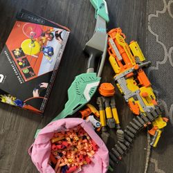 Robo Combat Airheads Bundle, Big Nerf Gun, Gun Stand, Nerf Bow In Arrow , Ammo Belt, Bag Of Nerf Ammo
