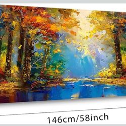 Large Colorful Canvas Wall Art (58x28) – Brand New – Modern Living Room Decor