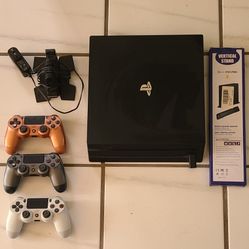 PS4 W/Controllers, Stand,