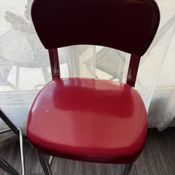 Two Retro Barstool High Chairs Red