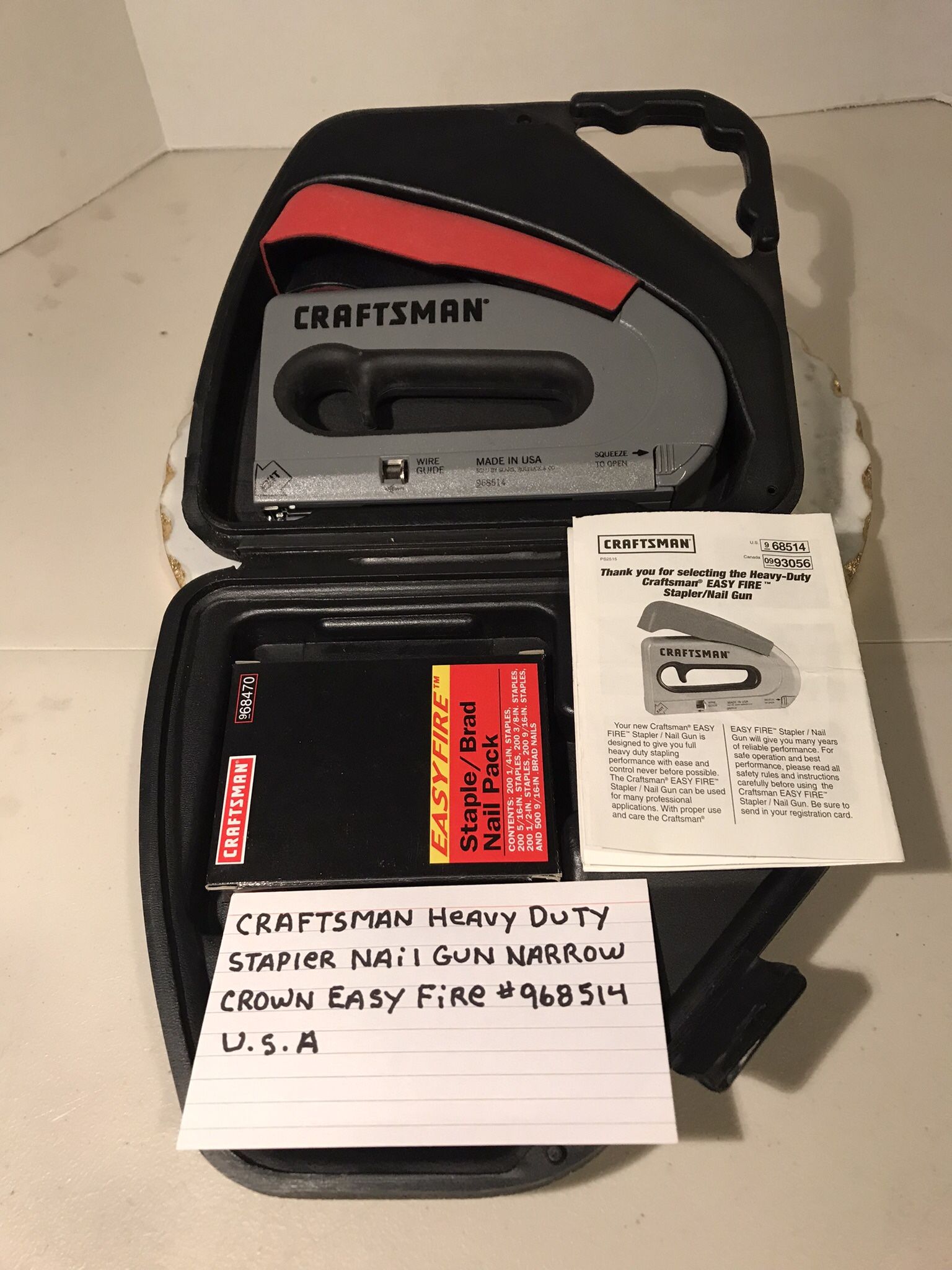 Craftsman Heavy Duty Staple Nail Gun Narrow Crown Easy Fire Made In The Usa