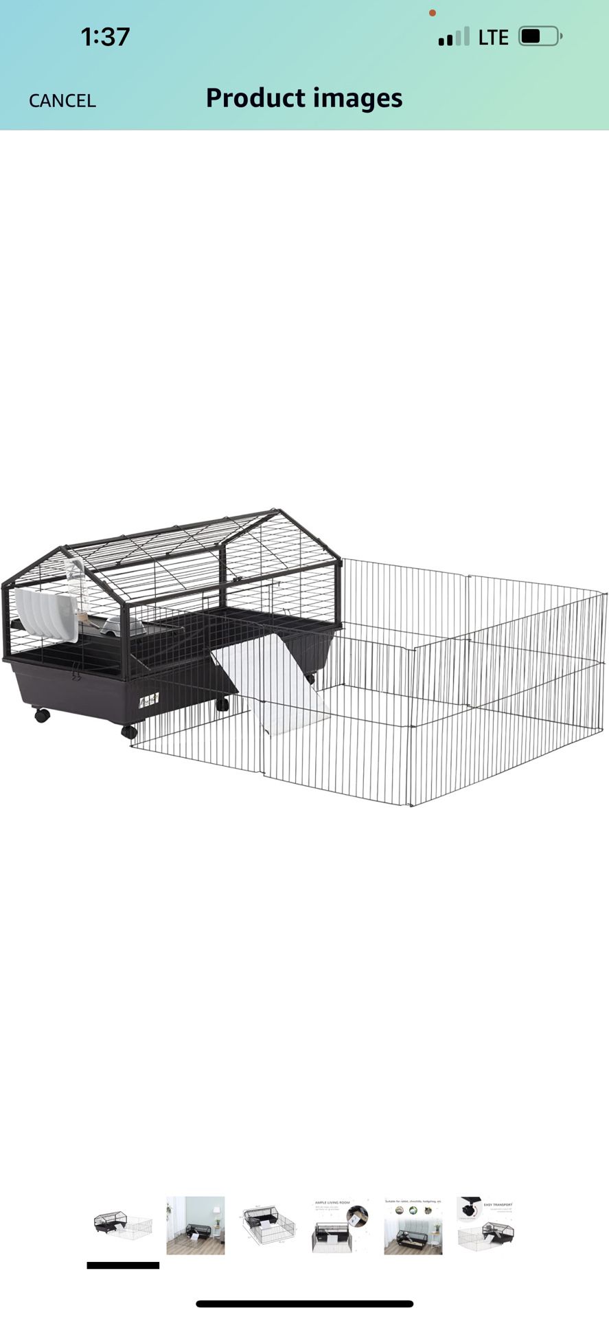 Small Animal Cage with Main House and Run for Rabbit, Guinea Pig, Hamster Indoor and Outdoor