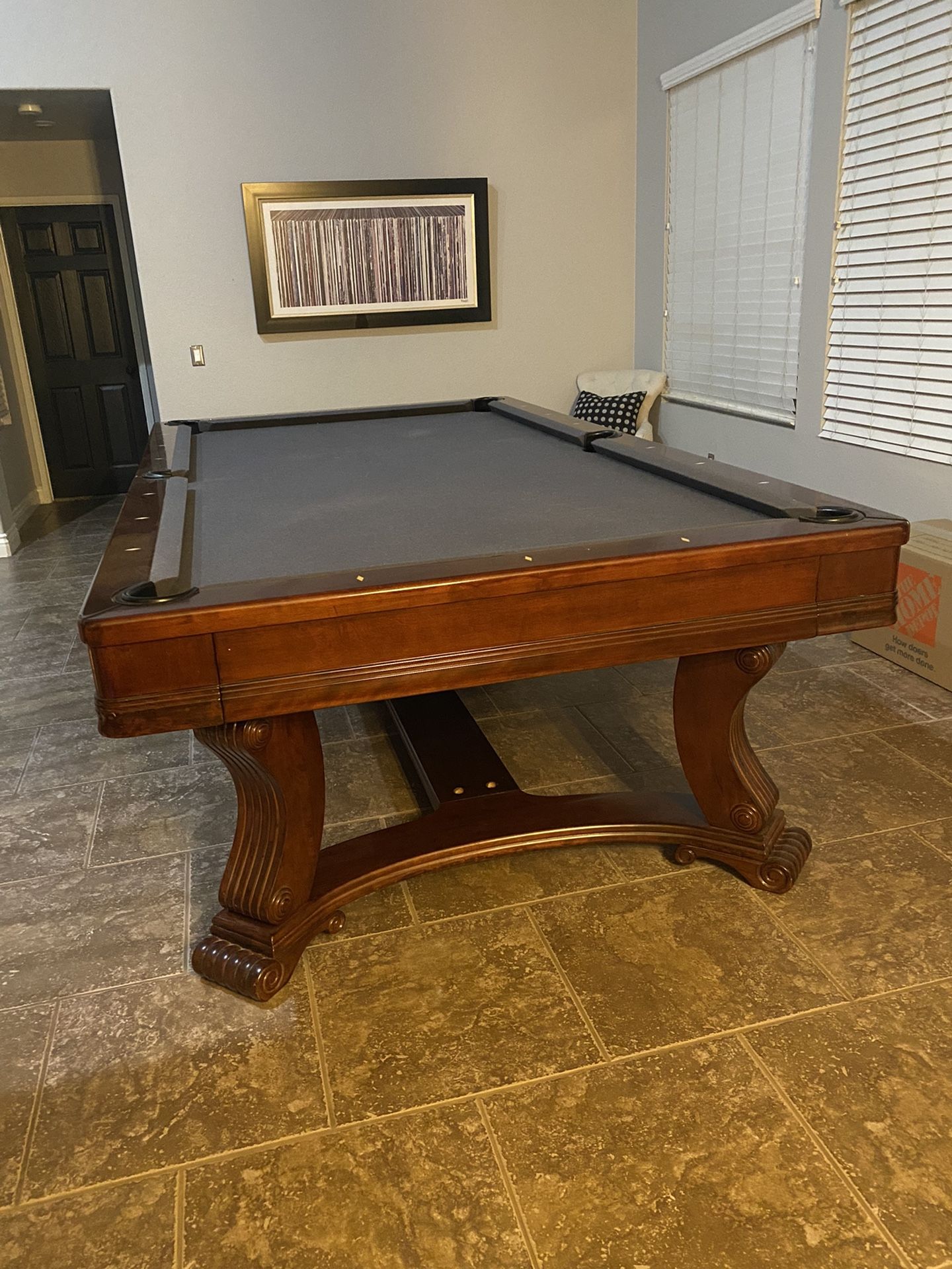 Pool Table And Sticks 