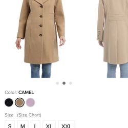 Women's Large Black Wool Single-breasted Coat by Anne Klein Collection