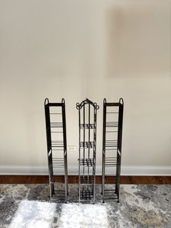 Set of 3 Tall Narrow Metal Wire Shelves – Black Iron Rack Towers