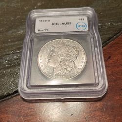 1879-S Morgan Silver Dollar Graded AU55 UNC 
