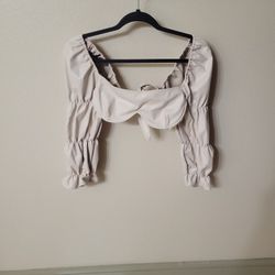 Beige Faux Leather Fashion Nova Top Size Small