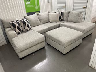 Free Delivery - Light Grey Double Chaise Sectional Set
