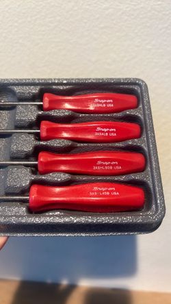 SNAP ON 4 pc Acetate Handle Long Pick Set (Red)