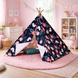 Crckt kids canvas tepee in birds and flowers comes with bag