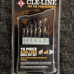 CLE-LINE Black and Gold High Speed Drill Bit Set (15-Piece)