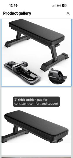 Brand New In the Box ,Finer Form Foldable Flat Weight Bench for Home Gym, 1,000 lb Capacity 4-Way Steel Frame for Extra Stability, Thick Pad, Easy Fol