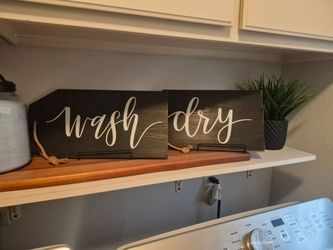 Wash & Dry Wooden Laundry Room Sign Set