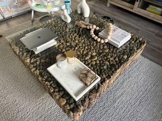 Wood and glass coffee table