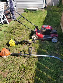 FREE OUTDOOR FURNITURE AND lawn mower and weed trimmer