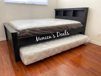 Full Bed w/ Mattress & Twin Rollout Mattress 