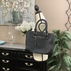 Miztique Black Structured Satchel with Gold Hardware, New