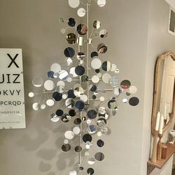 Jere style Raindrops Wall Sculpture Metal and Mirrored disks