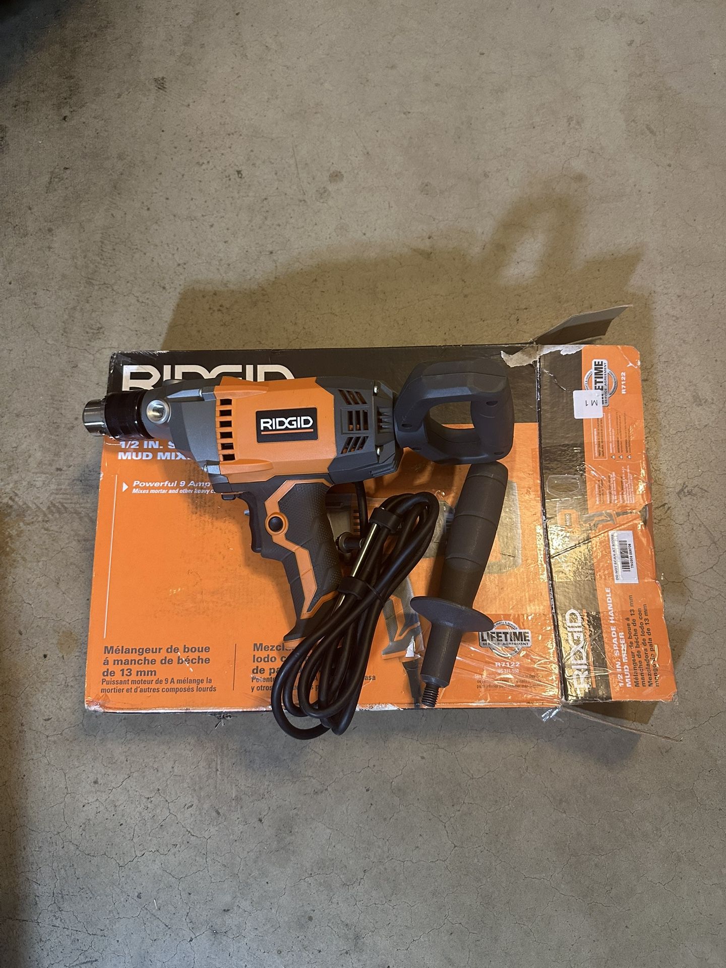 RIDGID 9 Amp Corded 1/2 in. Spade Handle Mud Mixer