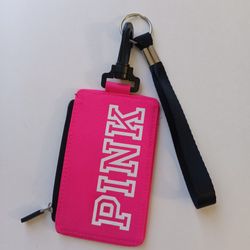 Victoria's Secret Pink ID Holder Zipped Wallet Case Wristlet