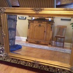 Framed Mirror, Antique Wood Frame