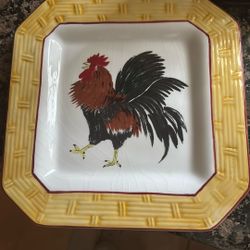 4 Piece Set FRENCH COUNTRY Rooster 8" Dessert Plates