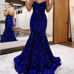 Royal Blue Mermaid fit prom dress