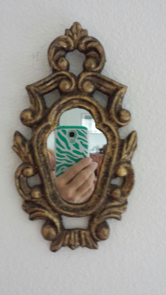 Small heavy metal antique gold wall Mirror