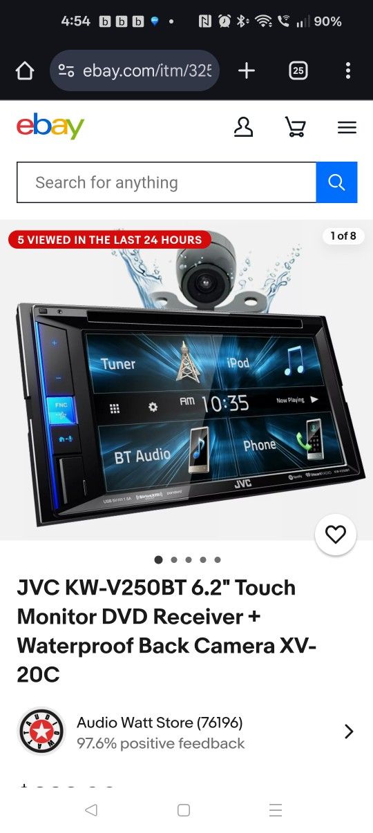 JVC Double Din Kw V250bt