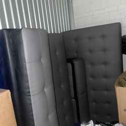 Black And Grey Leather Sectional For Sale