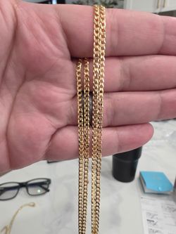 24" Gold over 925 Silver Italy 2.8mm Cuban Curb Chain