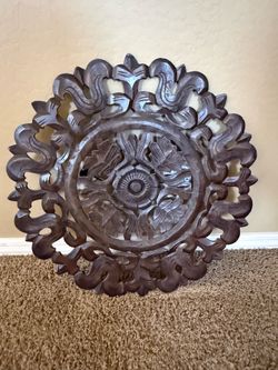 Beautiful Carved Wood Wall Art Medallion