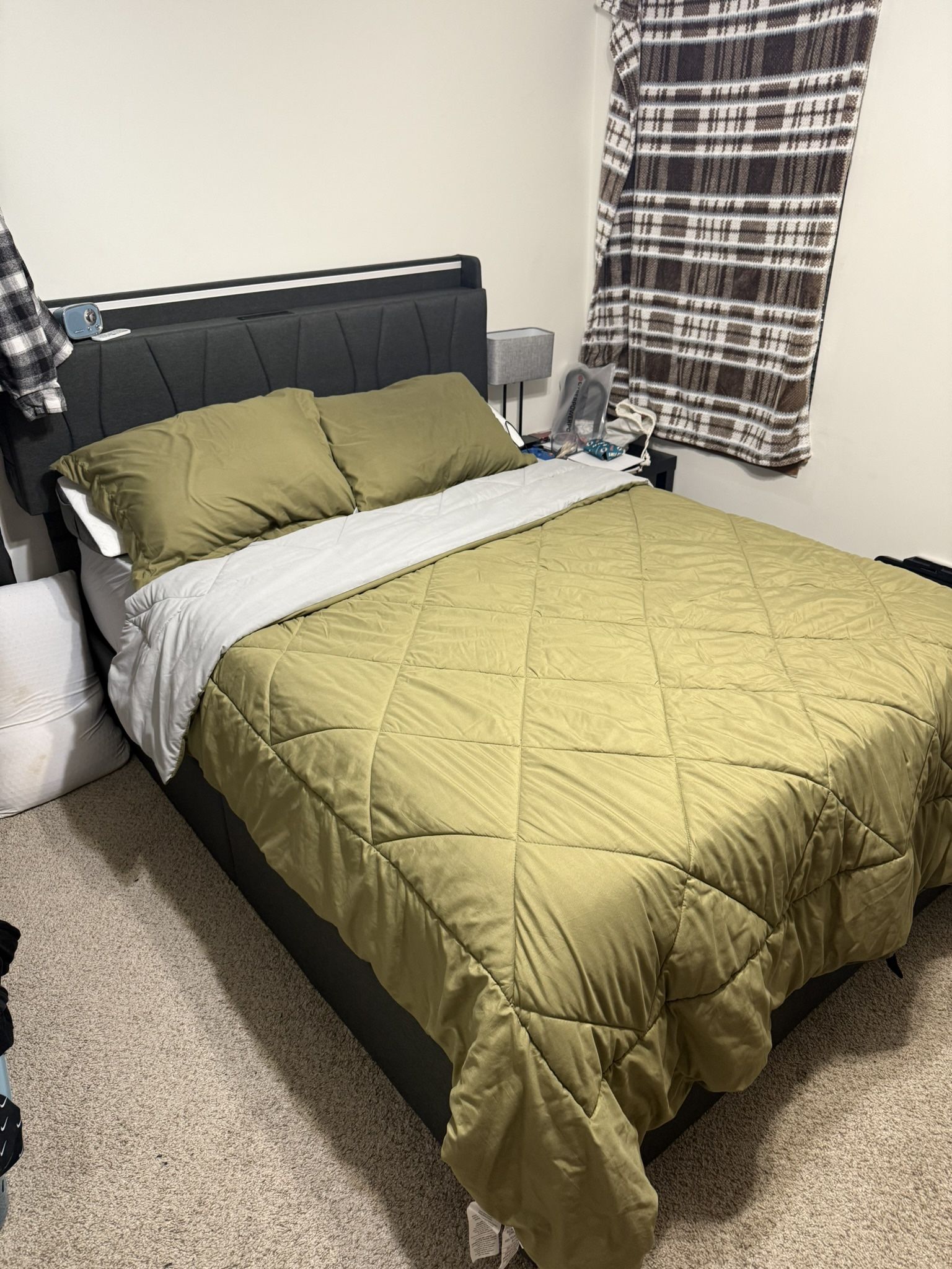 Full Size Bed W/LED Headboard And Plug Ins