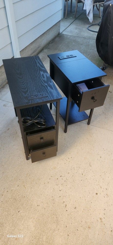 2 End Tables With power And USB, Drawers