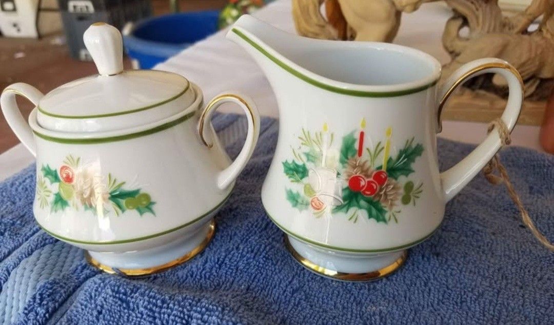 Noritake Holly 2228 Creamer And Sugar Bowl B10A048