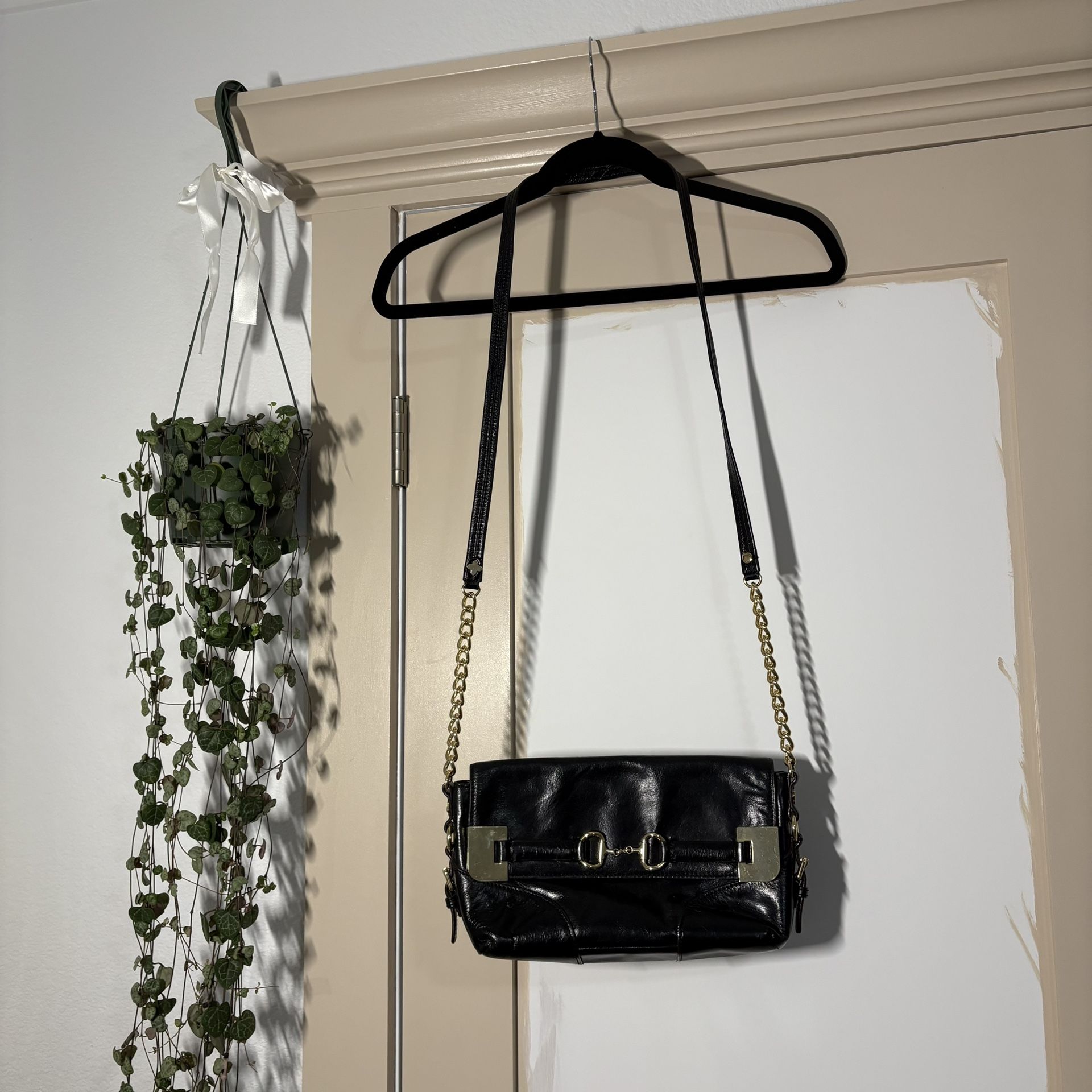 Vintage Antonio Melani Black Leather Crossbody Purse