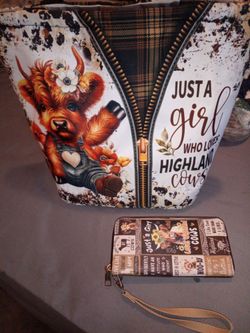 Highland cow purse and wallet