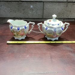 Set of 2 German Rose Cream & Sugar 
